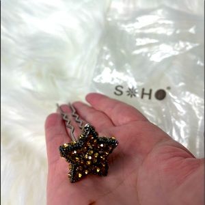 Soho Hair Stick Amber Crystals 4 inches in length